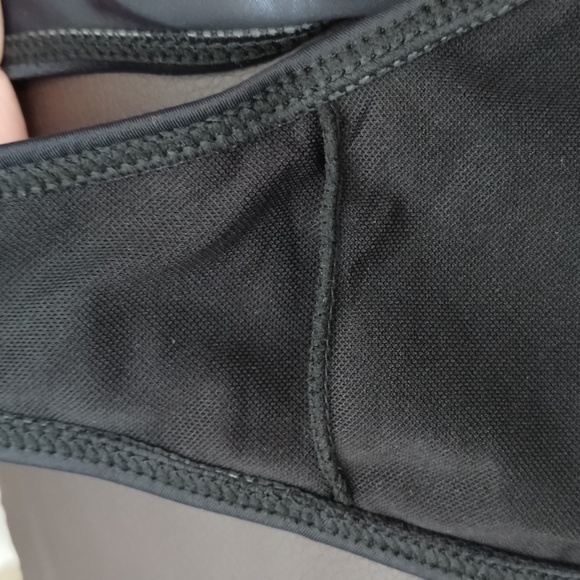 NWOT Black one piece swimsuit, plunge neckline, belted waistline, high on hip - Picture 11 of 12